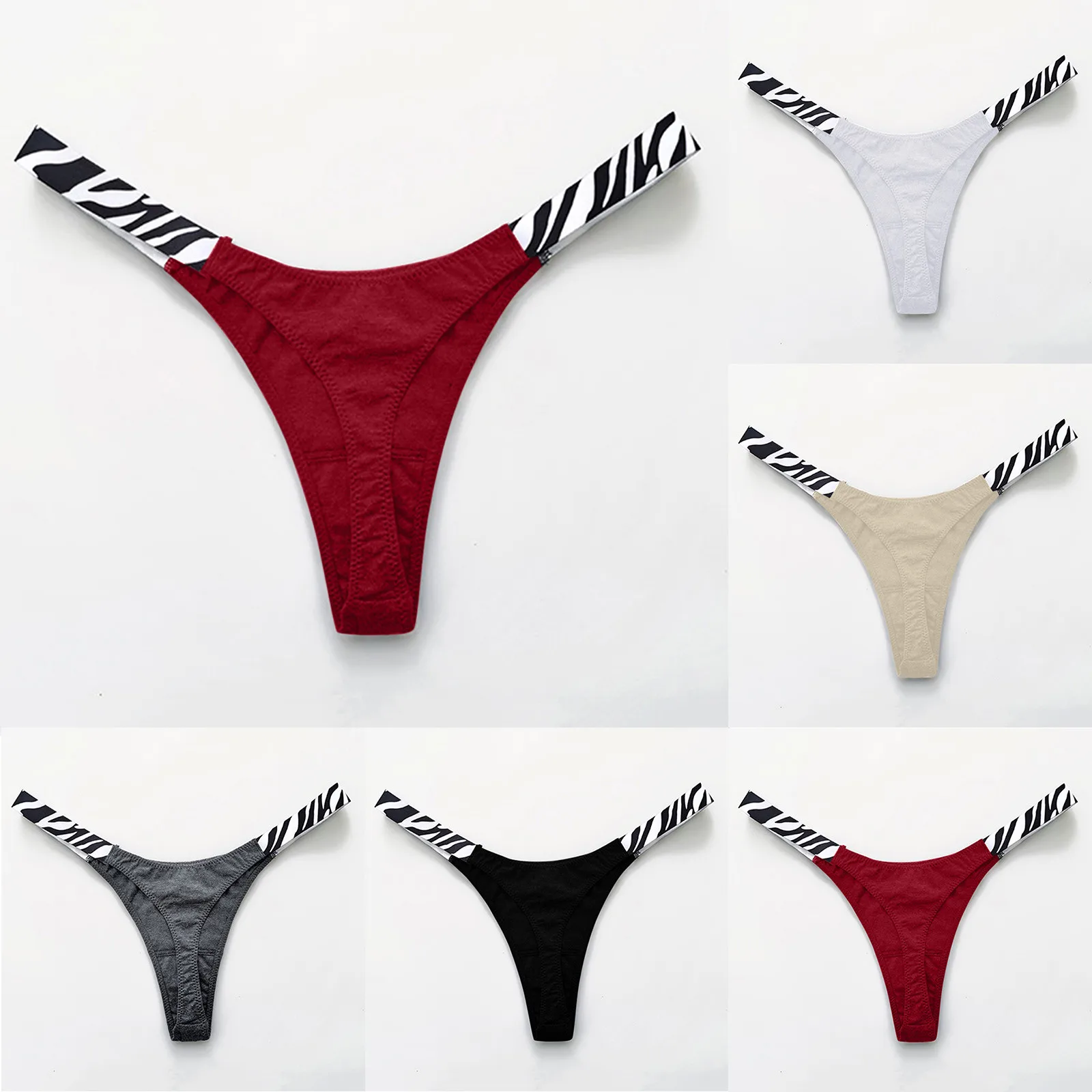 Womens Sexy Thong Panties Solid Color Comfortable Low Waist Panties Cotton Panties for Women