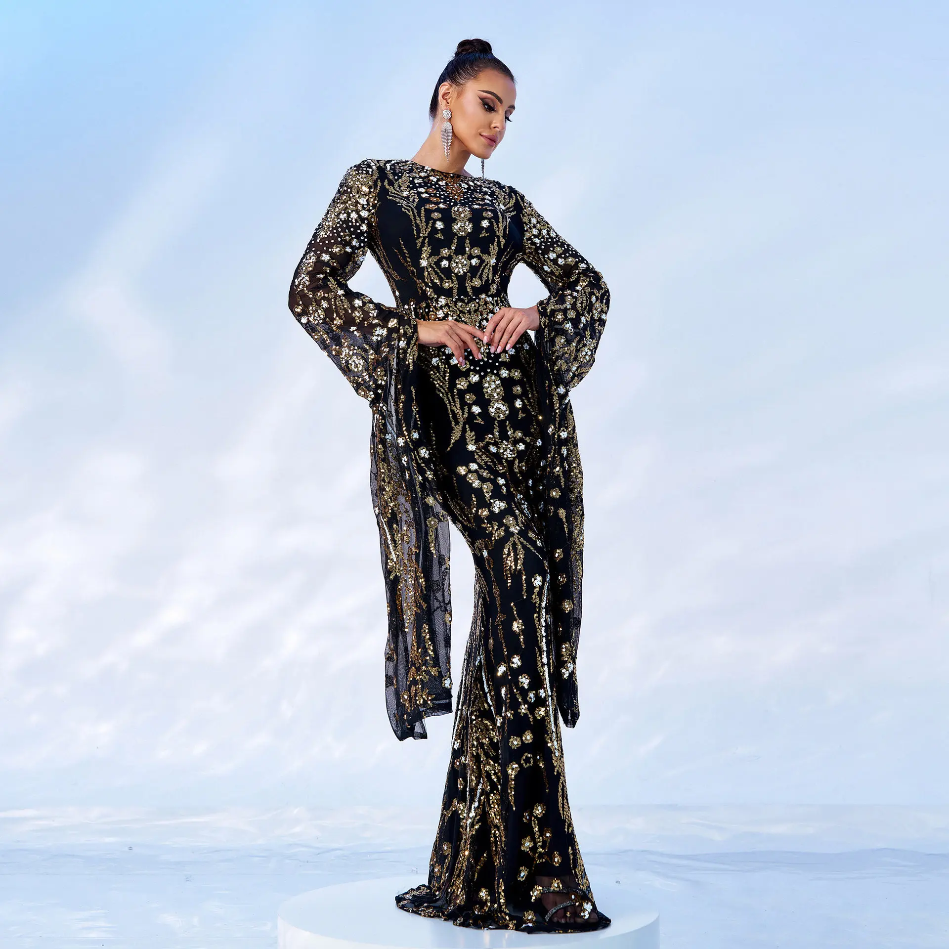 Ele Long Sve rond Ne moulante mariage Dr robe de soirée scintillante sur mesure adapté pour Banquet Par KTV Performance