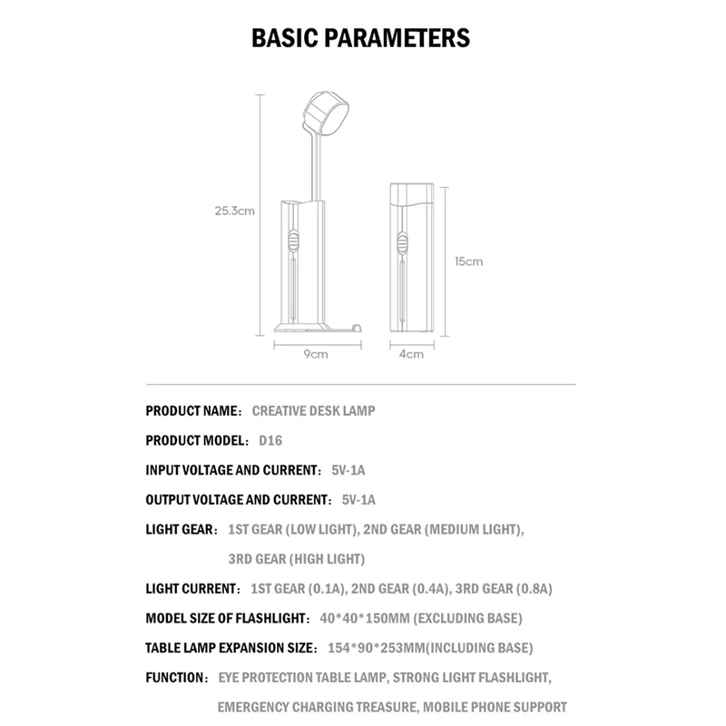 1Set Lezen Bureaulamp Schat Multifunctioneel Licht LED High Display Oogzorg Bureaulamp Zaklamp 4000Mah, Wit