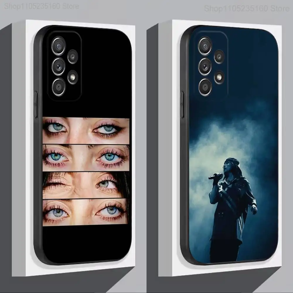 

B-Billie-B-BLUE E-Eilish Phone Case For Samsung S 25,24,23,22,30,21,10,9,Ultra,Plus,Lite,FE,4,5G Black Soft Case