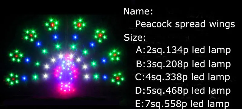 Cometa led de pavo real con alas extendidas, 5 m2, 468p, lámpara led de vuelo nocturno, delta kite, vlieger, diversión, juguete, batería flux, juego al aire libre