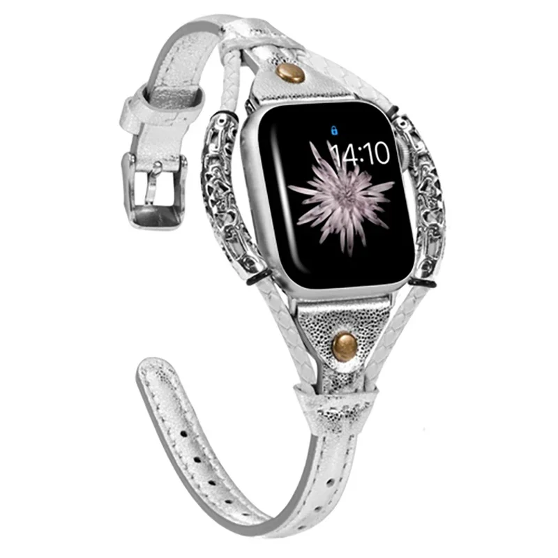 Pulseira de couro para Apple Watch, Mulheres Band, 40mm, 44mm, ultra 49mm, 38mm, 42mm, iWatch Series 8, 7, 6, 5, 4, 3, SE, 41 milímetros, 45 milímetros