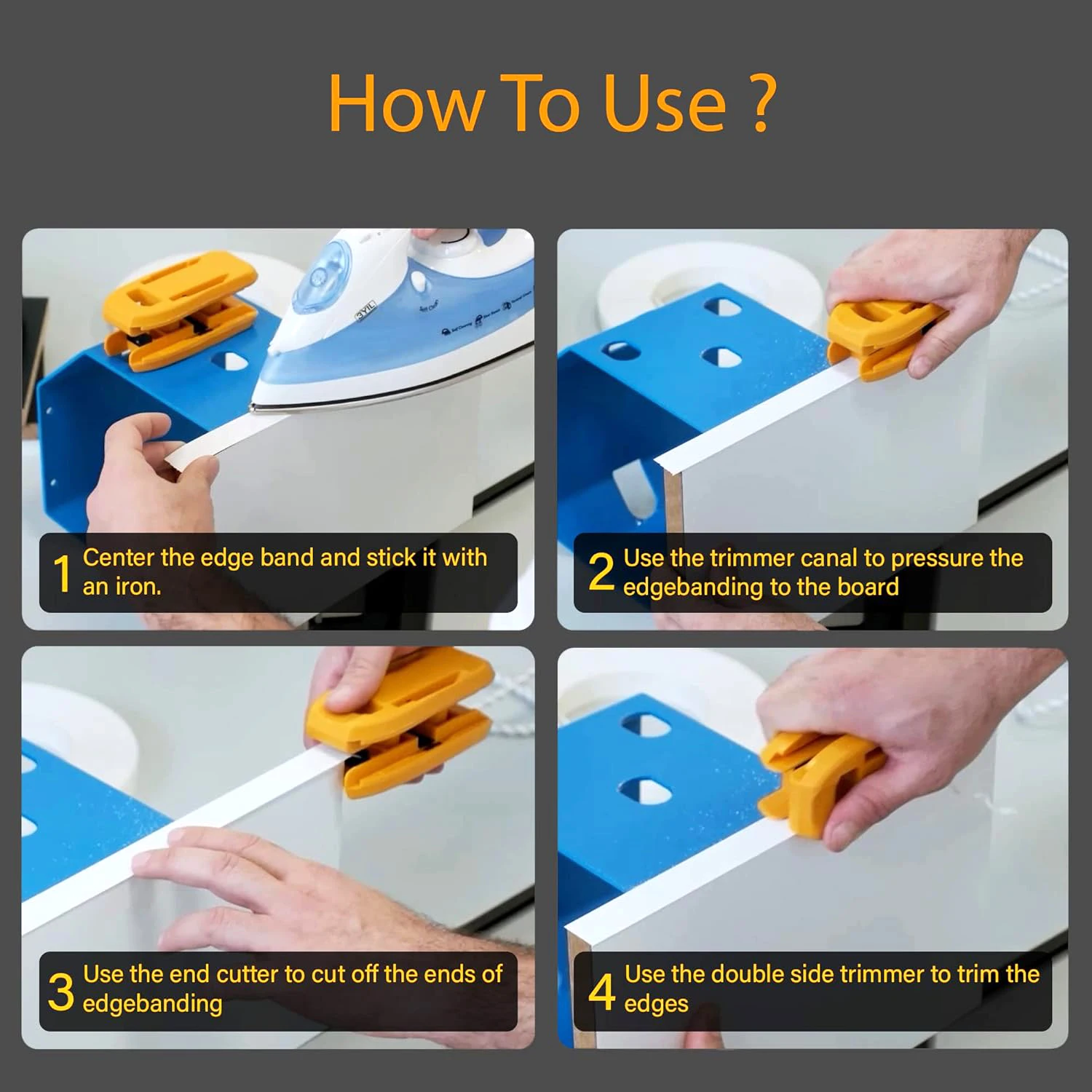 2025 Kantenanleimmaschine, Holz-Seitenanleimmaschine, Kunststoff, PVC, Sperrholz, Melamin, manueller Holzkopf, Schwanz, Trimmen, Holzbearbeitungswerkzeug