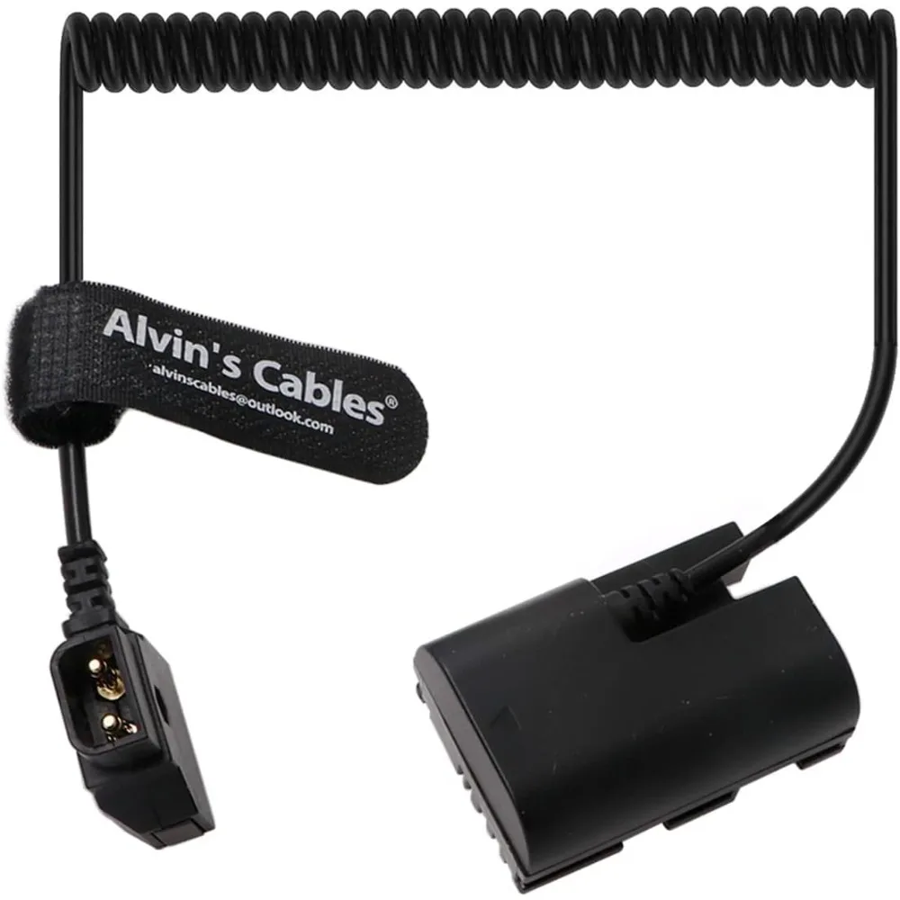 Alvin's Cables E6NH Dummy Battery to D-Tap Coiled Cable for Canon-R5C