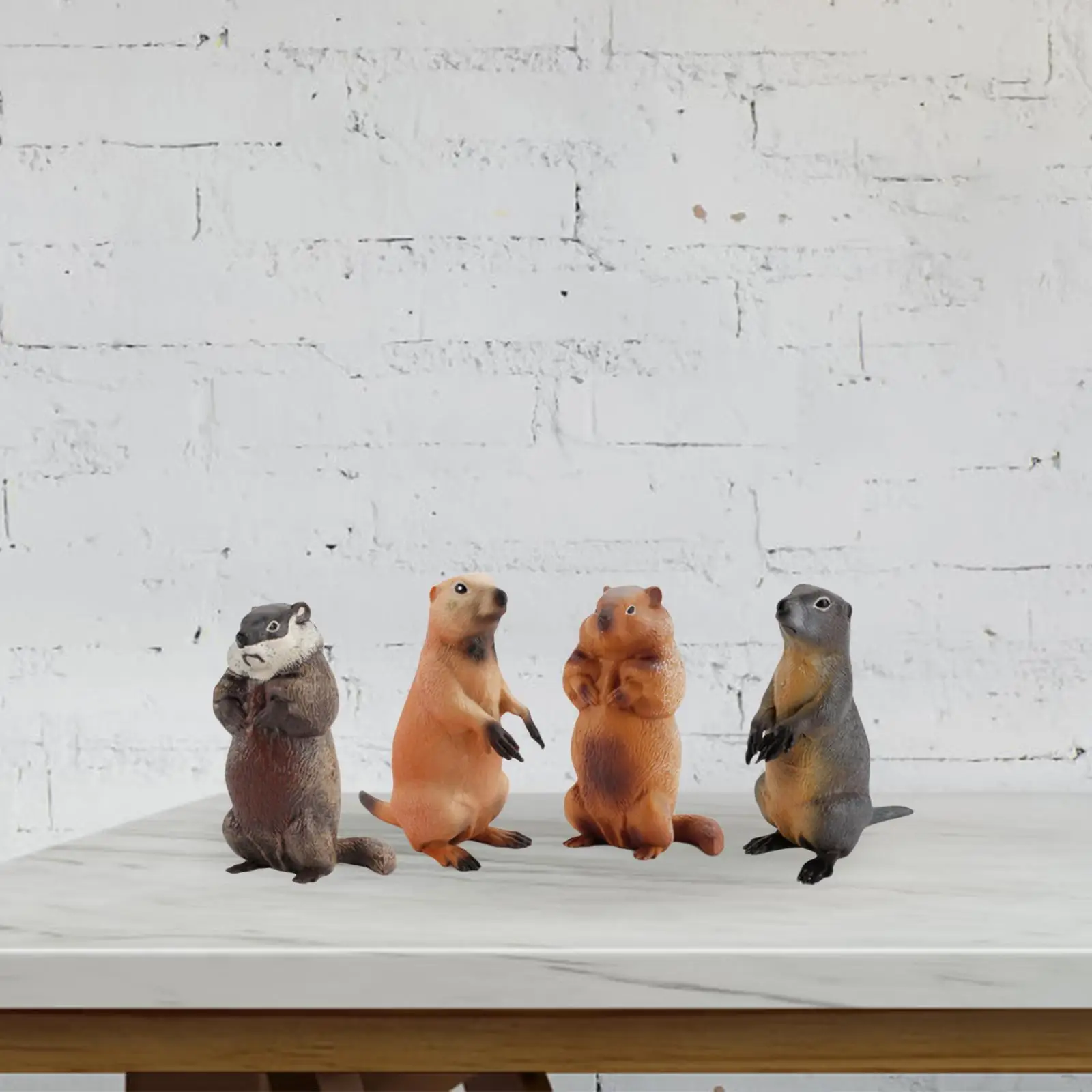 Figurines de modèle de marmottes, modèles d'animaux simulés, décor d'art, sculptures de marmottes, ornements de bureau pour enfants, 4 pièces