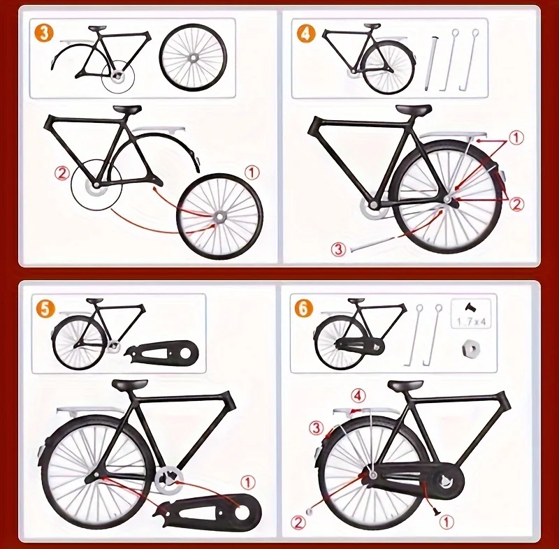 Vintage-Fahrradmodellbausatz – mit Pumpe und Gepäck, ideales Geschenk für Sammler und Home-Office-Dekoration – Detail 1