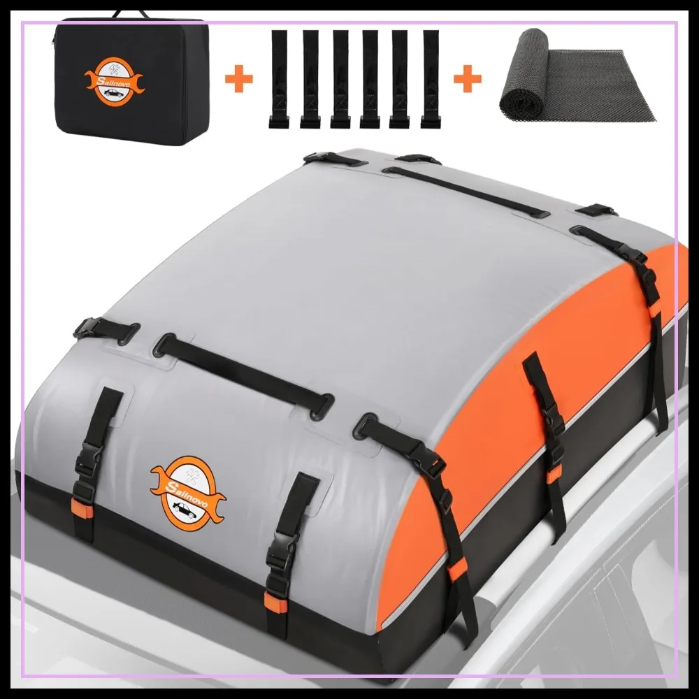 

21 Cubic Feet Roof Cargo Carrier Bag, Heavy Duty 1000D PVC Waterproof, Soft-Shell Storage for Cars with/without Roof Rack, Includes Anti-Slip Mat, 10 Straps, 6 Door Hooks