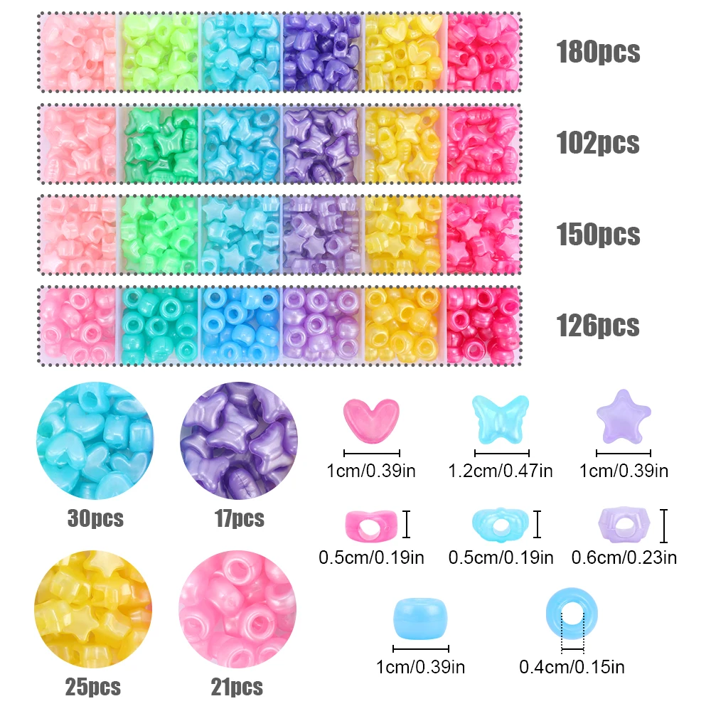 Makersland Pony Beads Kit Butterfly Star Heart Colorful Beads For Kids Girls DIY Kandi Beads For Jewelry Making Bracelet Set