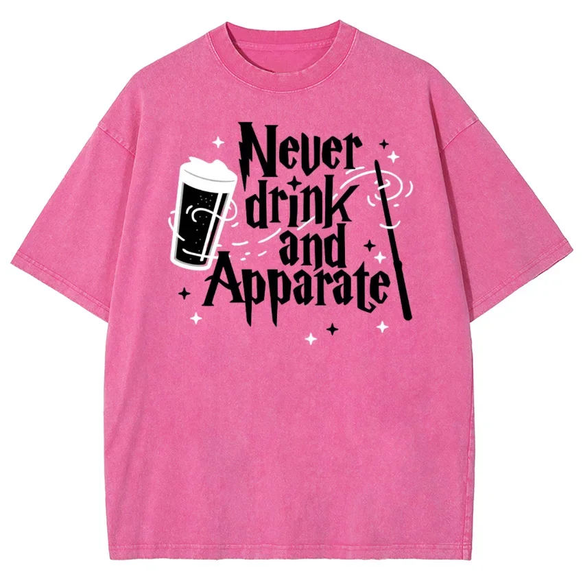 

Never Drink And Apparate Print T-Shirt Vintage Streetwear Unisex Tops Snowflake Short Sleeve Summer Woman Fashion Casual Tee