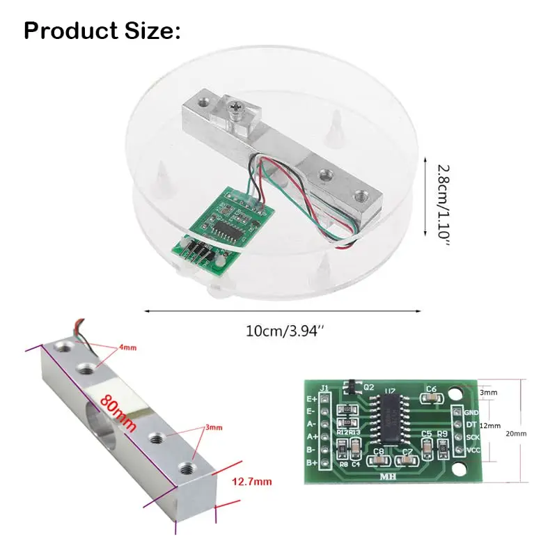 20kg Digital Load Cell Weight Sensor HX711 Module Weight Sensor Module IDY Kit Electronic Kitchen Scale for Arduino Raspberry Pi