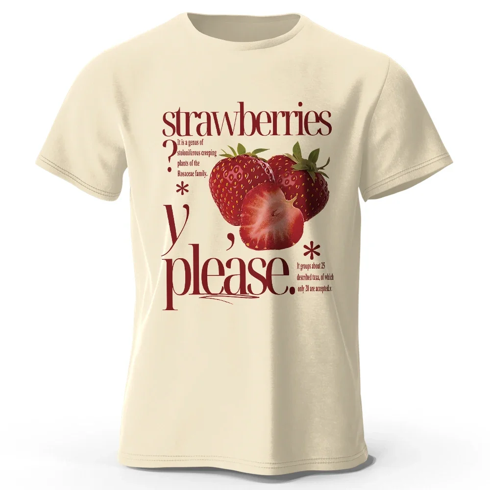 

Современная футболка с рисунком клубники, 100% хлопок — гладкий современный дизайн, дышащая повседневная футболка Essential