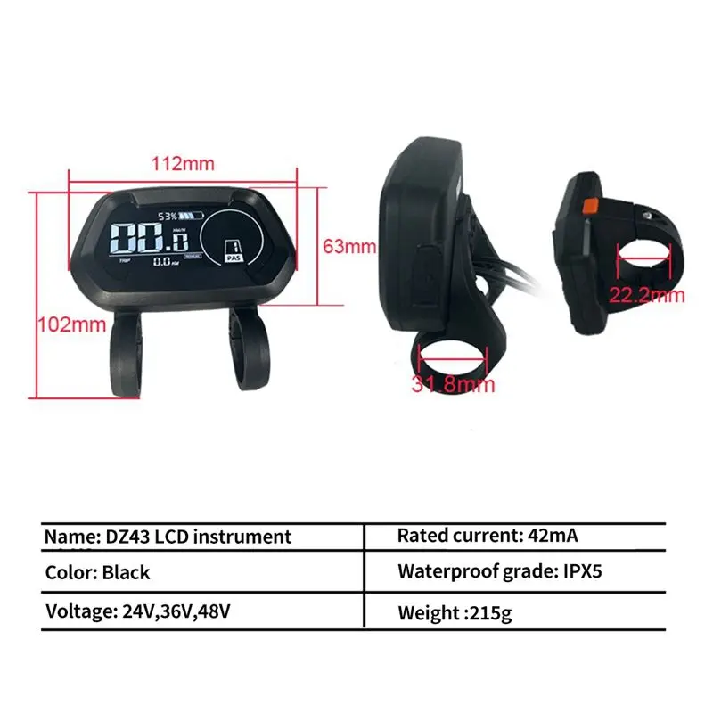 

Дисплей для электровелосипеда AIMA DZ43 LCD (экран) для среднемоторных систем Bafang BBS01/02, HD-дисплей, запчасти для электровелосипедов