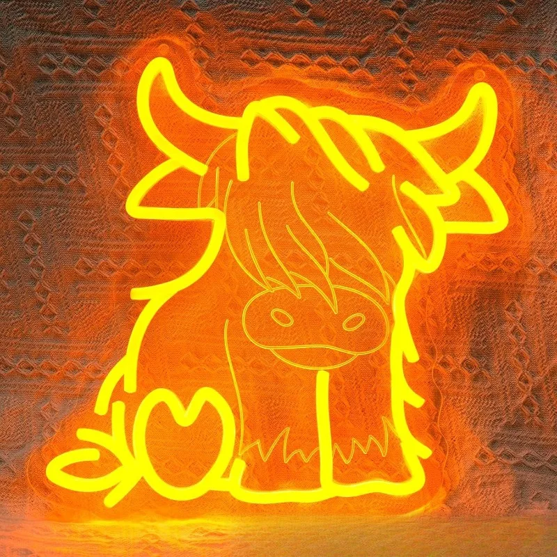 子牛の形をしたledネオンアクリルアンビエントパーティーライト、屋外屋内イベント装飾サイン作成用防水仕様