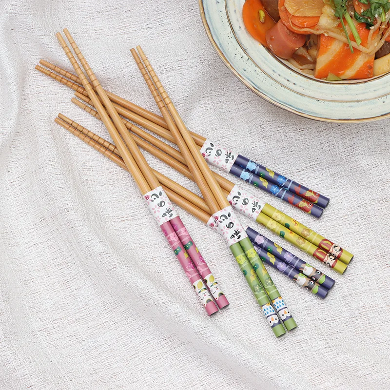 5 pair of bamboo chopsticks household long chopsticks non-slip set tableware chopsticks Multi color Wooden Chopsticks set