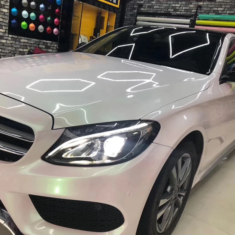 أعلى لامعة مشرق الفجر الأبيض اللون تغيير سيارة التفاف الذاتي الشفاء الذاتي لاصق بولي TPU سيارة التفاف الفينيل التفاف الفيلم للمركبة