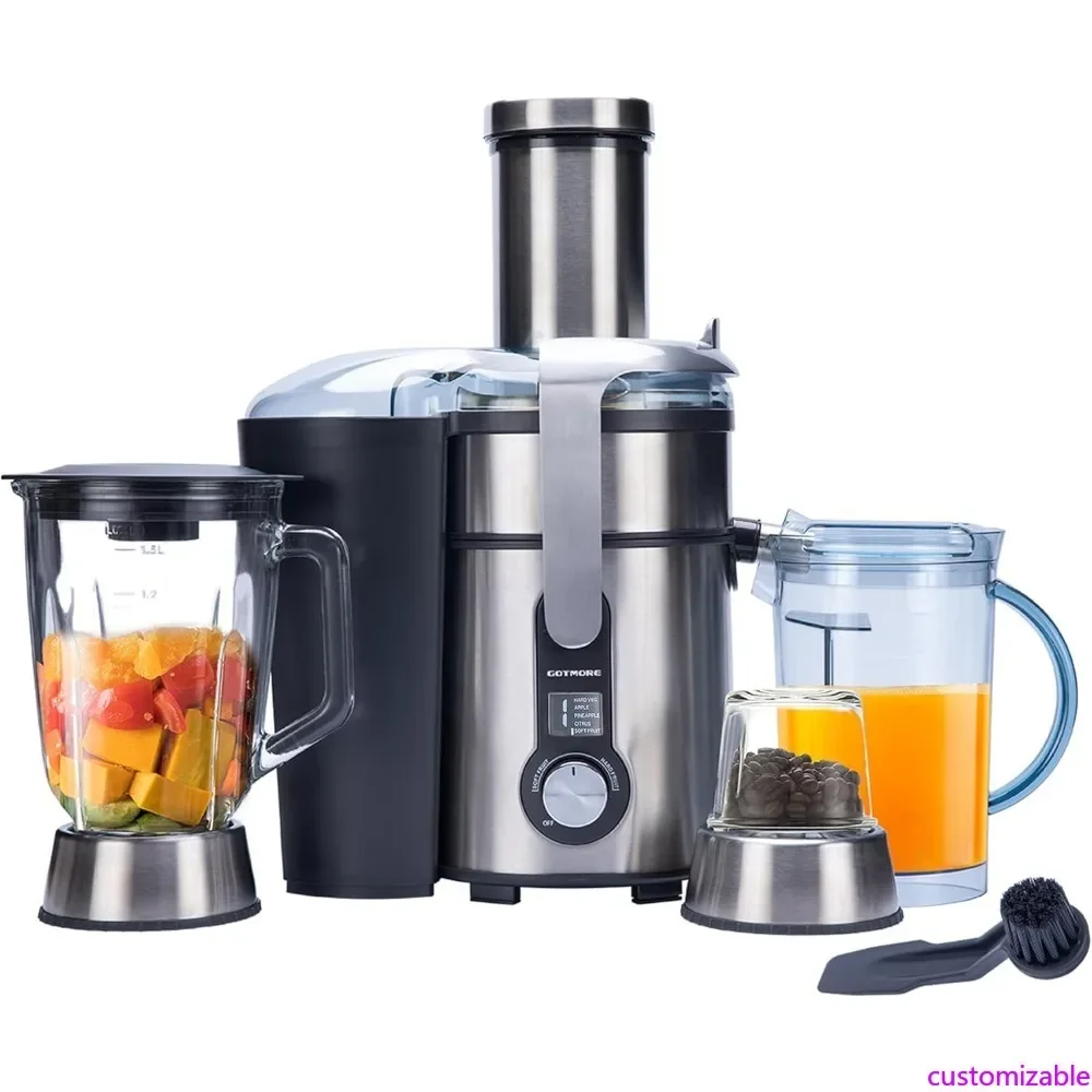 

Customizable Juicer Machine, Blender & Grinder Combo 3 in 1 for Smoothies, Juice, Processing, Grinding & More 1300W Centrifugal