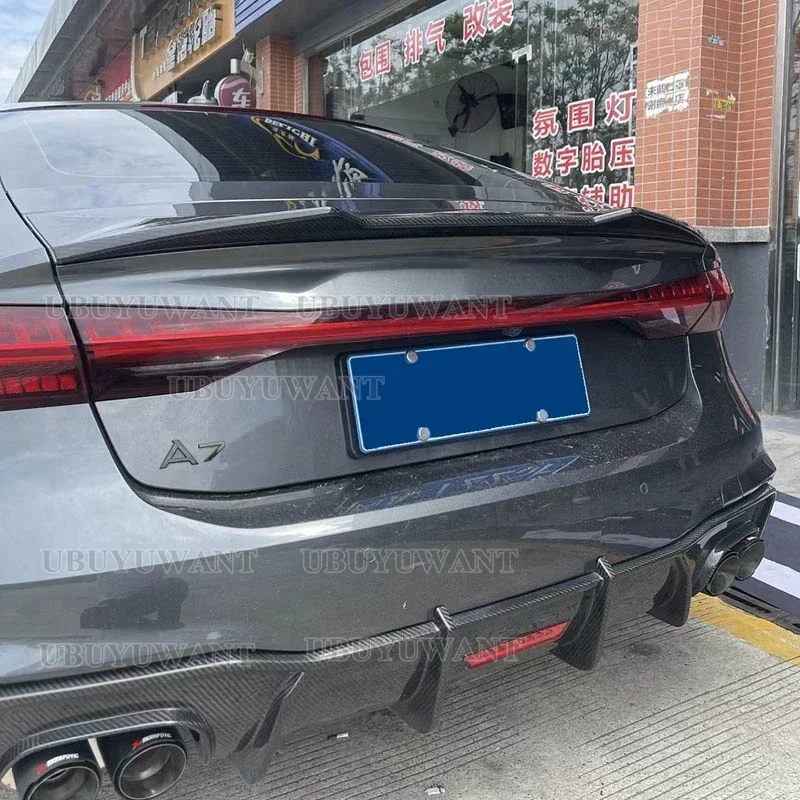 Real Carbon Fiber Rear Trunk Lid Car Spoiler Wings Tuning Exterior Accessories FOR AUDI A7 S7 RS7 C8 (karztec Style)