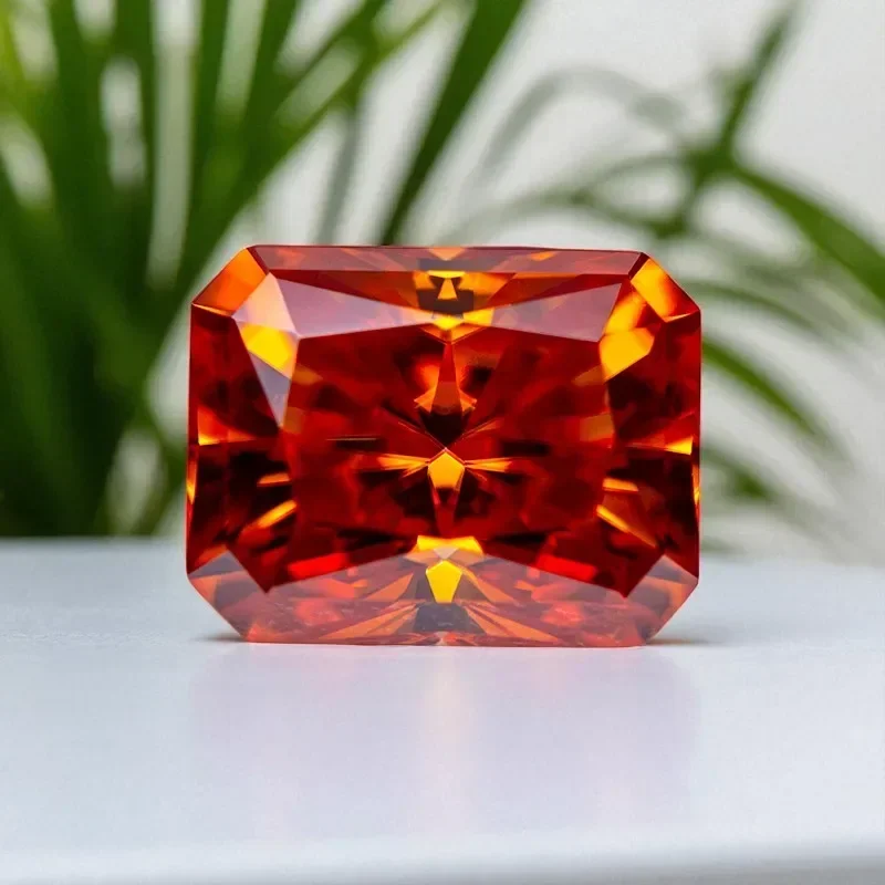 

NEW Moissanite Stone Orange Color VVS1 Radiant Cut Artificial Gemstone DIY Ring Necklace Earrings Main Materials With Certificat