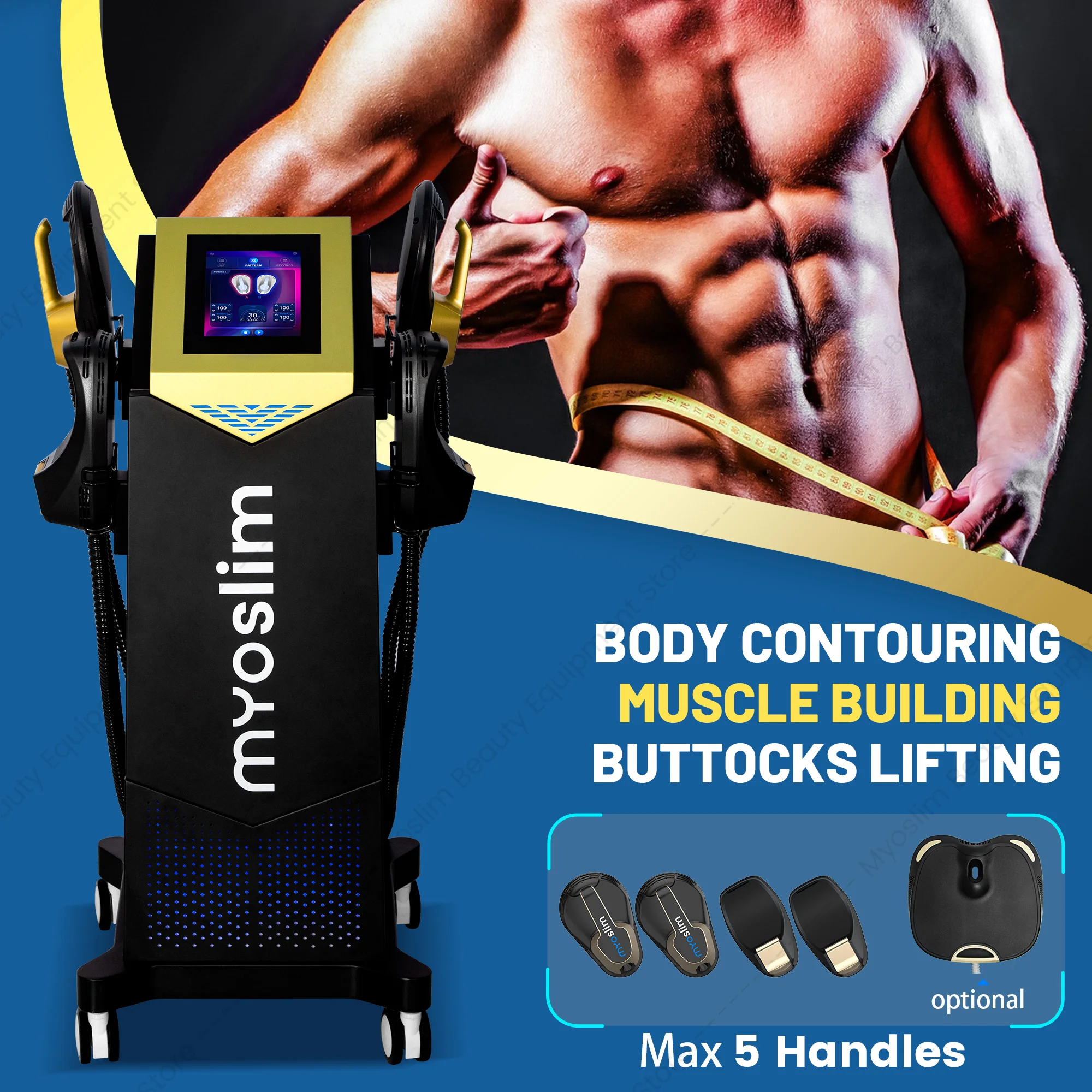 MYOslim EMS Body Sculpting Machine RF Muscle Building Fat Burning Abdominal Sculpting 6500W Weight Loss Machine for Fitness