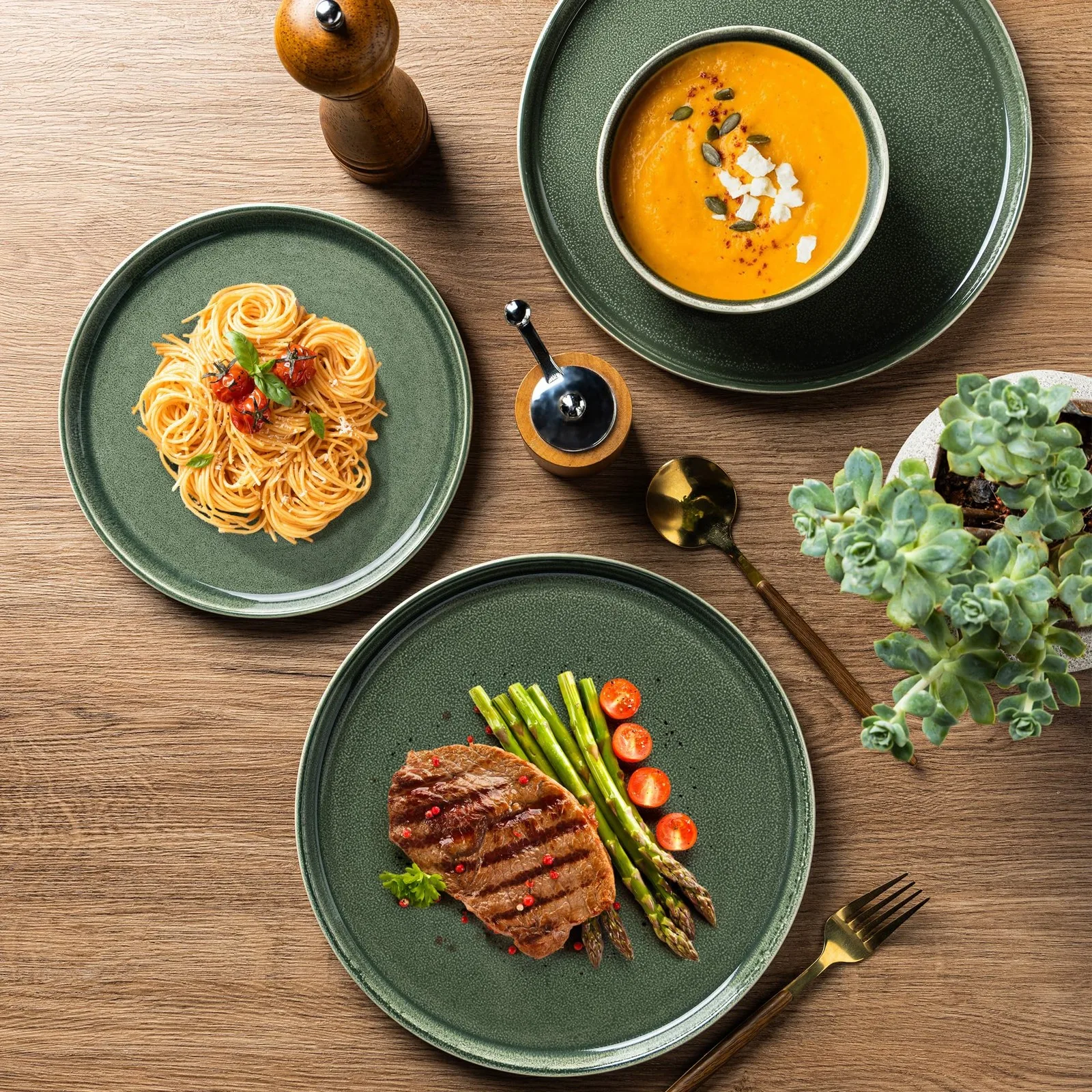 طقم أدوات مائدة سيراميك طقم أواني طعام سيراميك مكون من 4 أطباق طلاء تفاعلي مستدير وأوعية طراز حديث مثالي للاستخدام اليومي #5