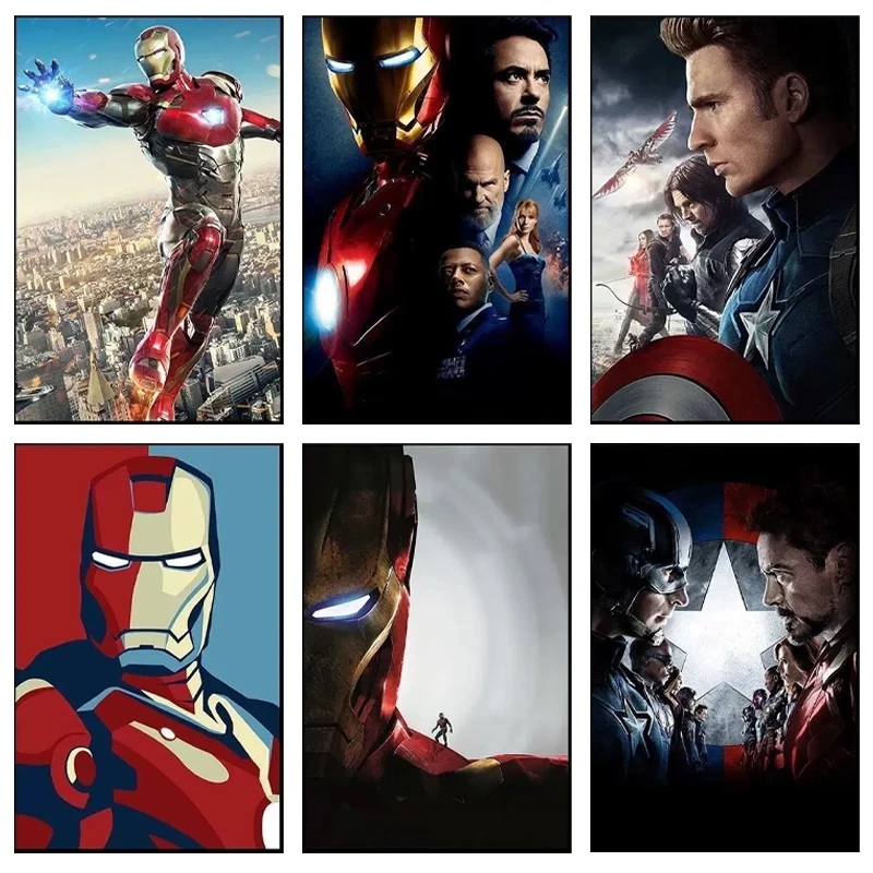 Canvas Painting Marvel Decorative Painting Frameless Iron Man Tony Stark Steve Rogers Printing Poster Room Decoration Canvas