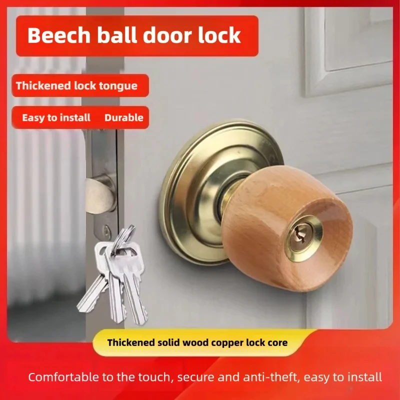 Türgriffe mit Schloss für Schlafzimmer und Wohnzimmer, Neue Edelstahl-Kugelgriffe, Hardware-Zubehör