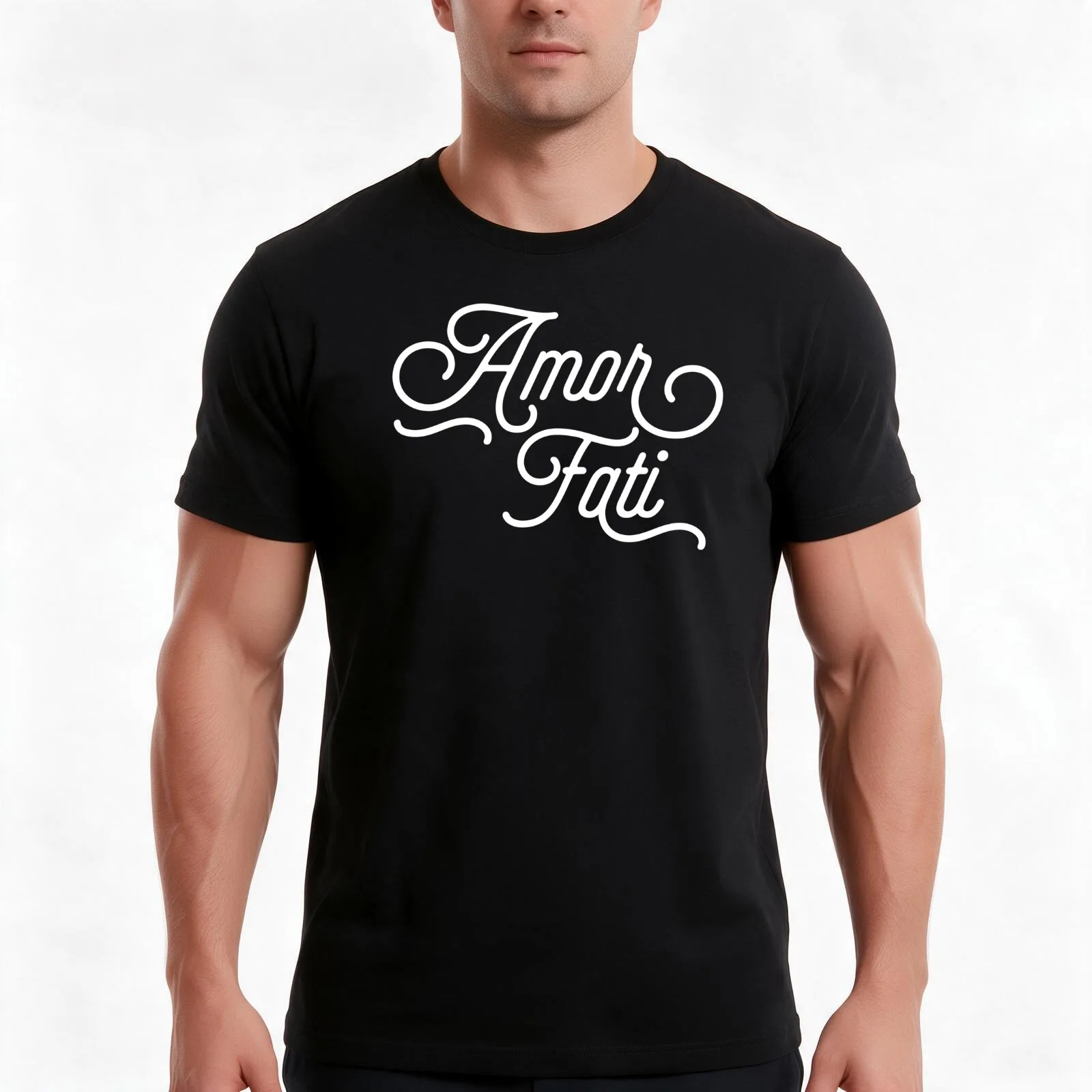 Amor Fati T-Shirt, Summer Casual Cotton Tee, Oversized Streetwear Tops, Vintage Graphic Print, Loose Fit Short Sleeve