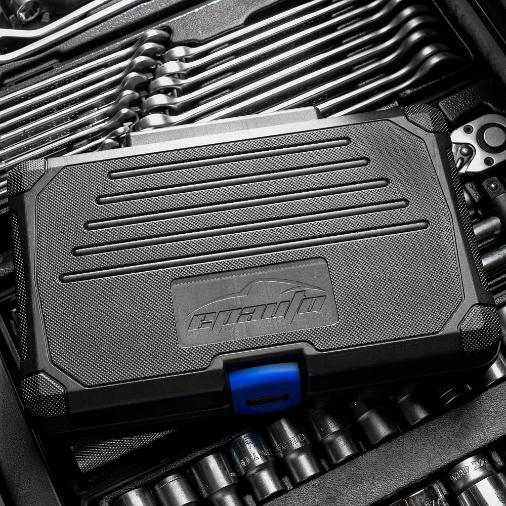 طقم مقابس محرك مكون من 45 قطعة مقاس 3/8 بوصة مع سقاطة 22 سنًا ومقاسات متري وإنجليزي