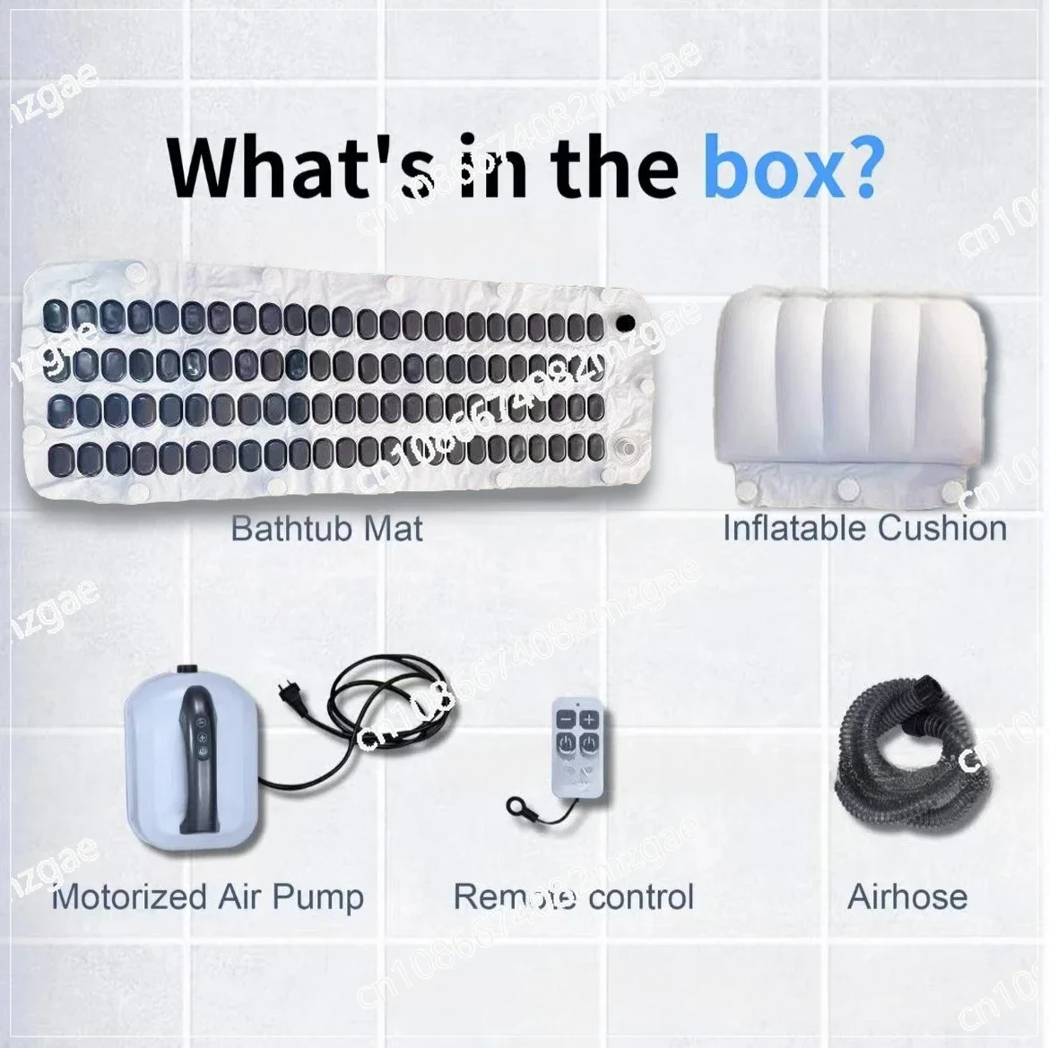 

Anti Slip Full Body Waterproof Hot Tub Spa Mat, Upgraded Bubble Machine+124cm Bath Mat+new Pillow Set