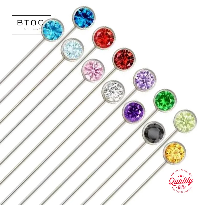

925 Sterling Silver Eye Pins Headpins w/ CZ Zircon Pins for Jewelry Making Supplies Silver Needles,Wire Thick 0.5mm