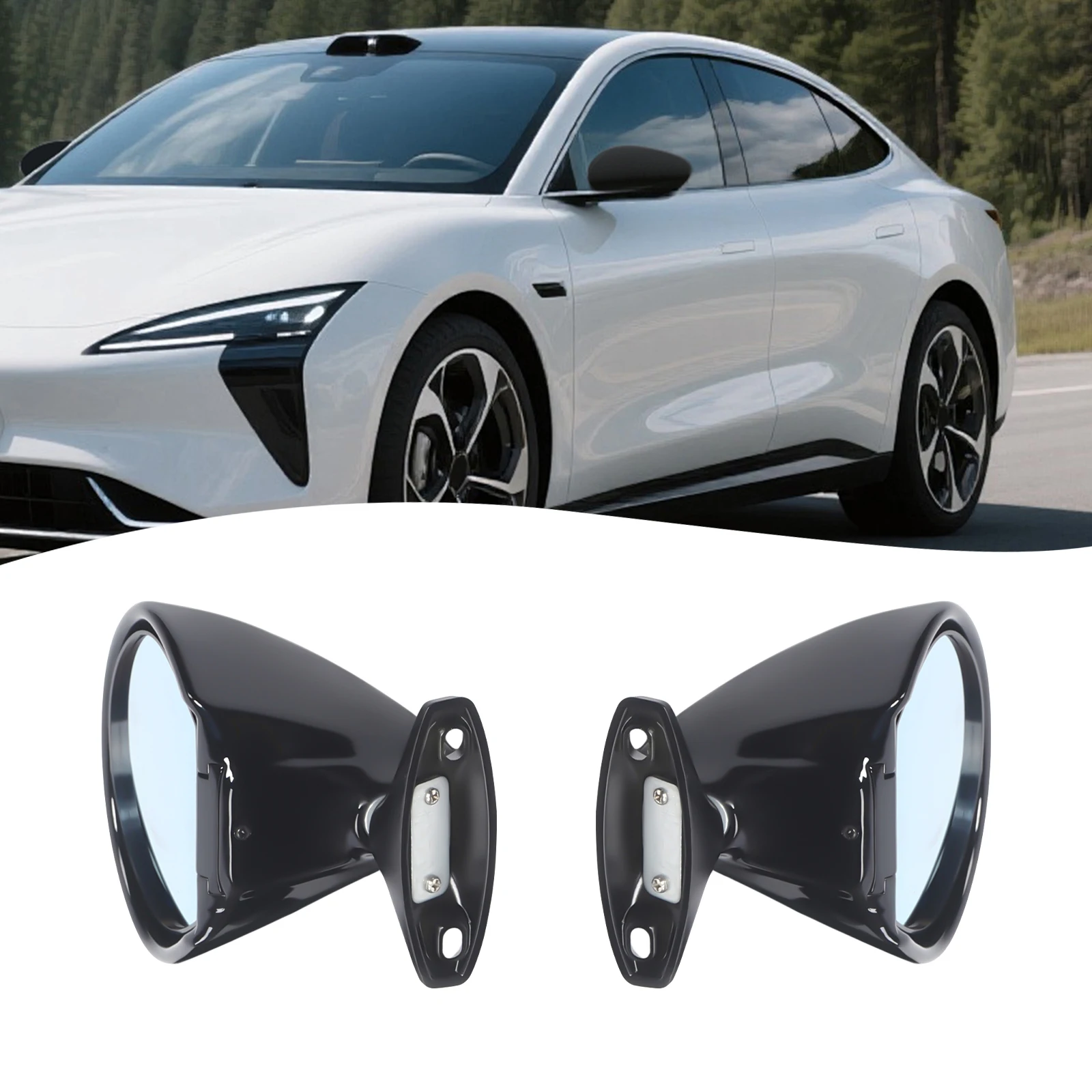 

Rearview Mirror Universal Classic Door Side Wing Mirror Vintage 1Pair of Left & Right Retro Black for Car