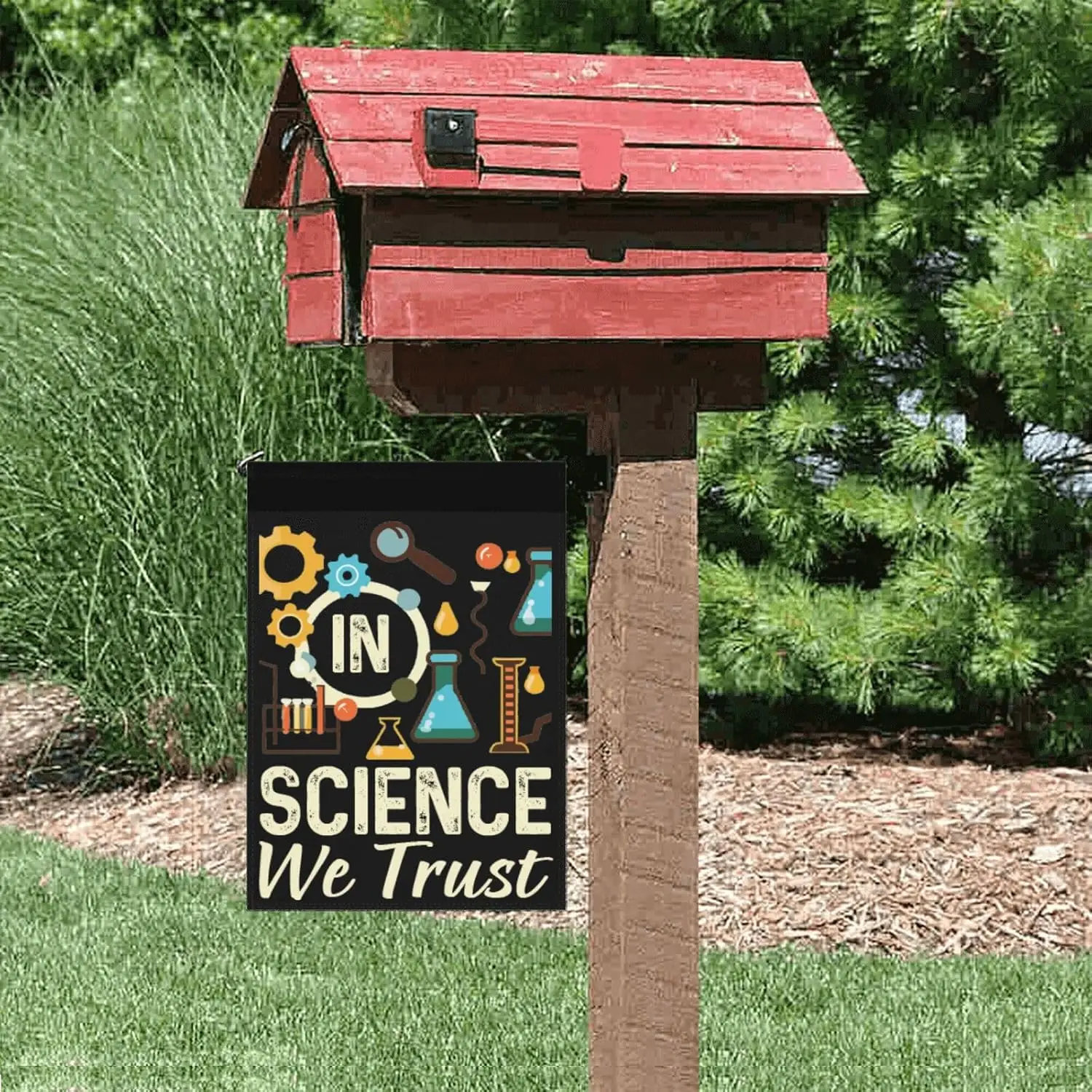 In Science We Trust Yard Flags One Size Double Sided Vintage Small Garden Flag Camping House Flags MME UUV HHM WZZ yyi