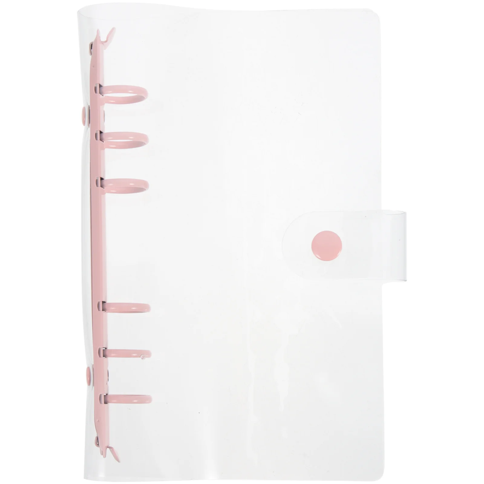 

A6 6-Ring Binder Cover Transparent Refillable Snap Button Lock Document Organizer Folder For School Office Paper Files