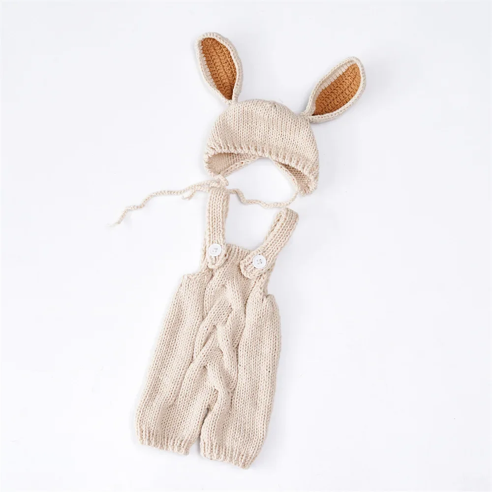 Newborn Photography Props Knitted Rabbit Sheep Suit Costume Clothing Baby Photography Clothes Accessories Baby Photoshoot Outfit