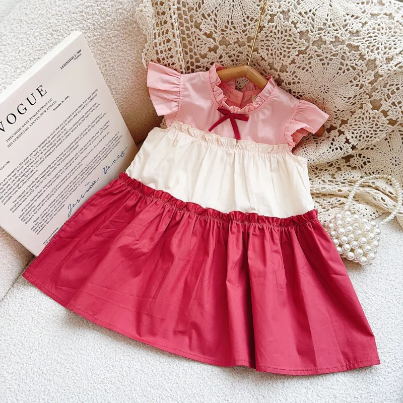 

New Girls Dress Summer New Western Style Fashion Short Sleeve Skirt Little Girl2024Princess Dress