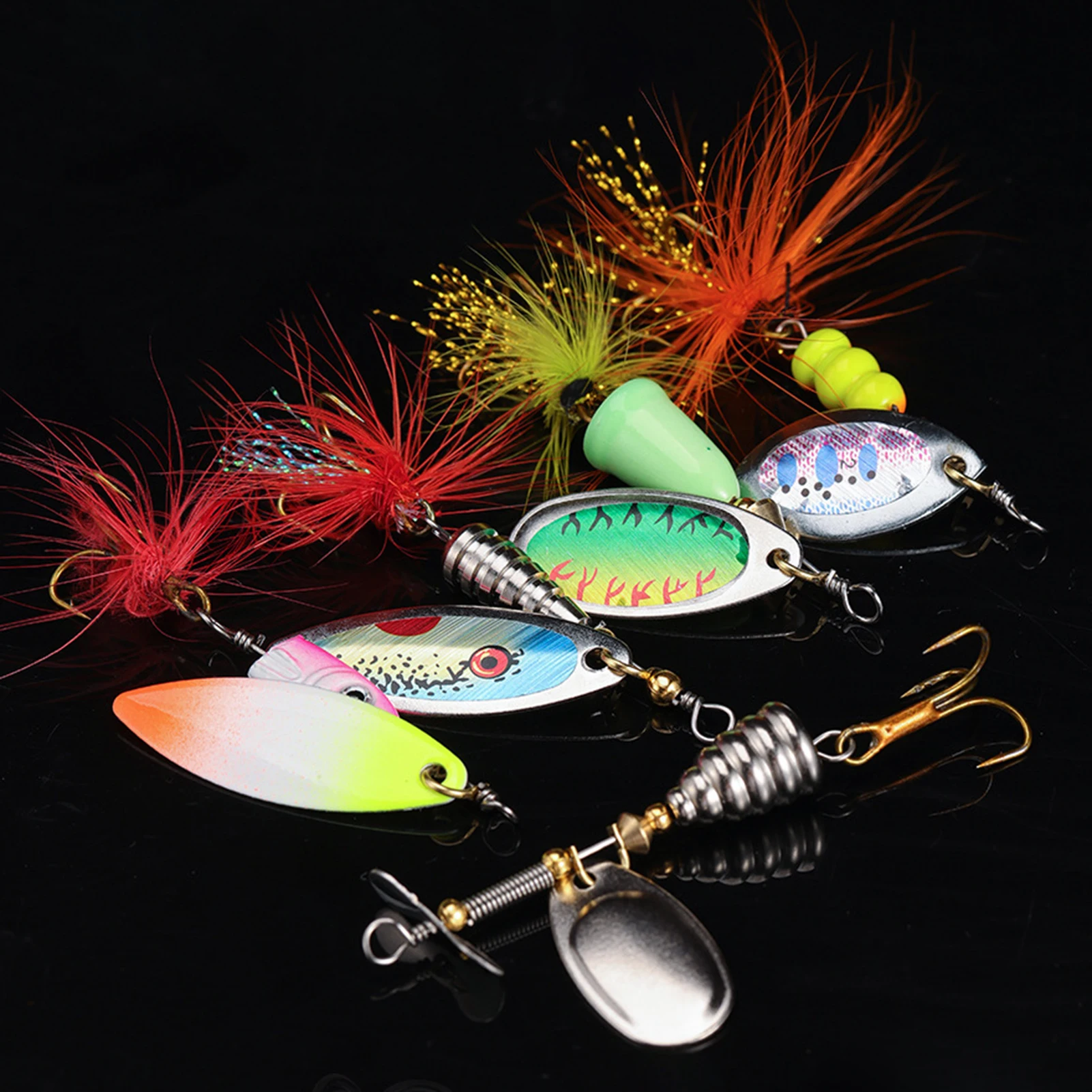 

5pcs Glitter Spinner Fishing Lures Artificial Simulated Fake Bait For Freshwater Saltwater Far Throw Metal Glitter Fishing Baits