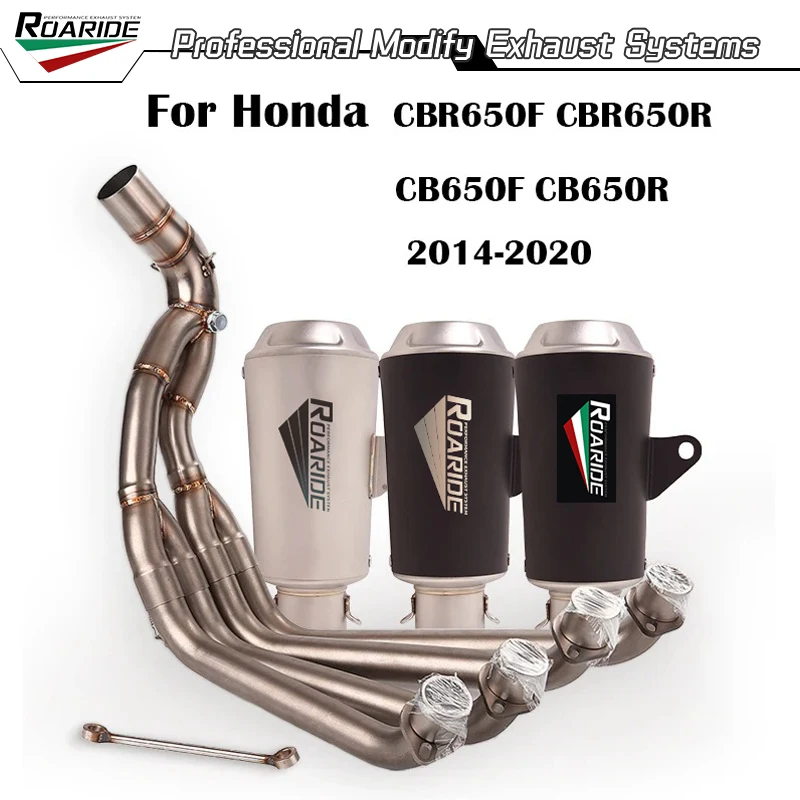 For Honda CB650F CB650R CBR650 CBR650F 2014-2023 Exhaust System Front Middle Link Pipe Escape 51mm Muffler Tube Stainless Steel
