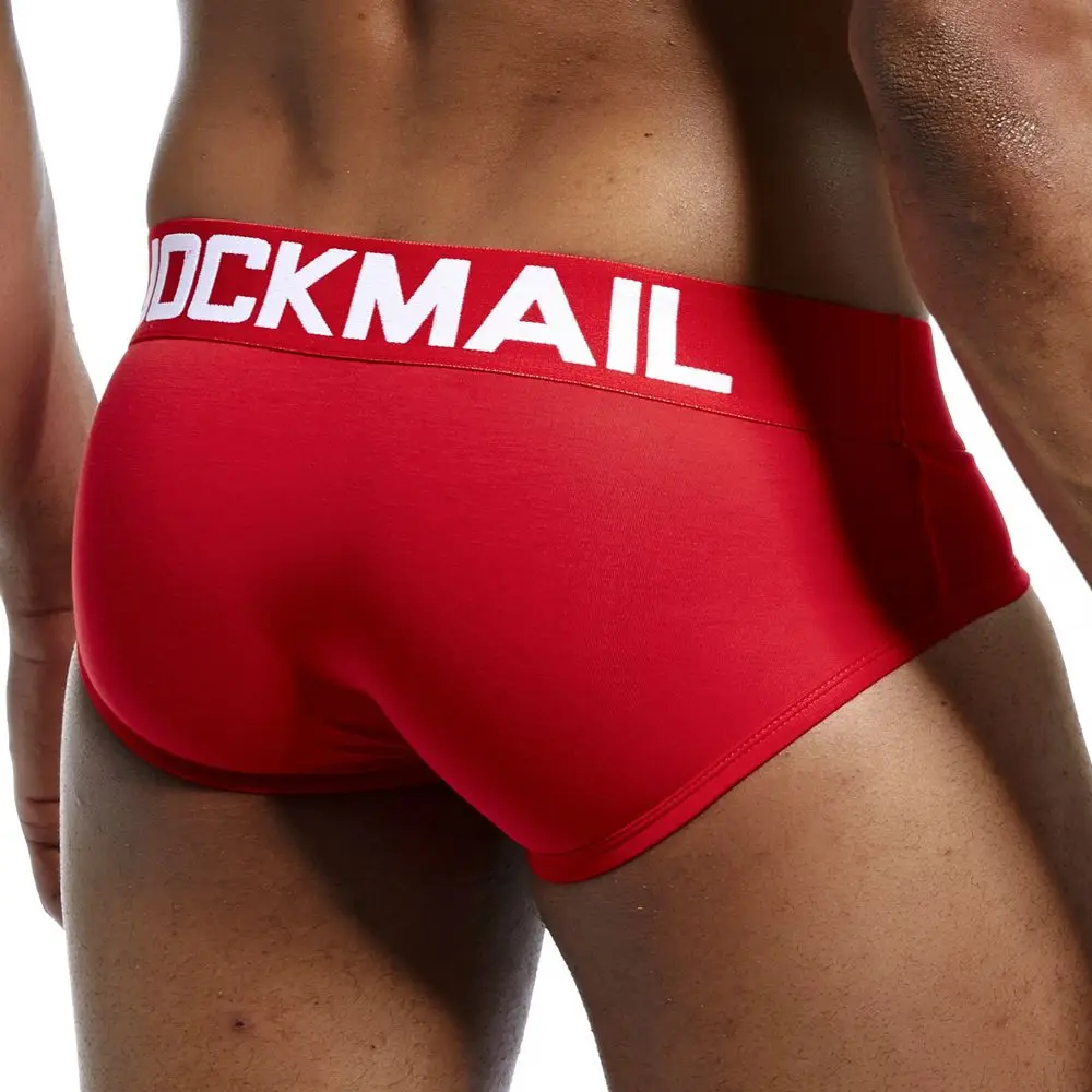 JOCKMAIL sexy low waist briefs shorts Large size solid color men\'s boxer briefsWhite quick-drying fitness swimming trunks