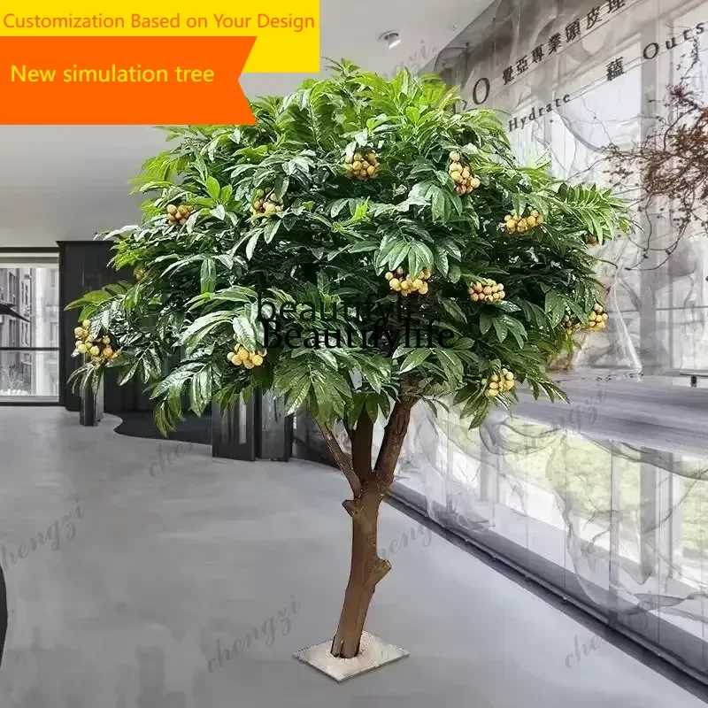 A09 Simulation d'arbre d'aubépine, bonsaï décoratif en bois massif, grand arbre artificiel d'intérieur