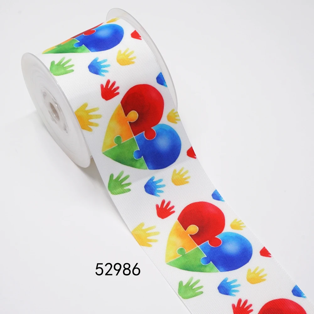DIY World Autism Awareness Day Printed Grosgrain Ribbon For Craft Supplies Sewing Accessories 5 Yards. 52883