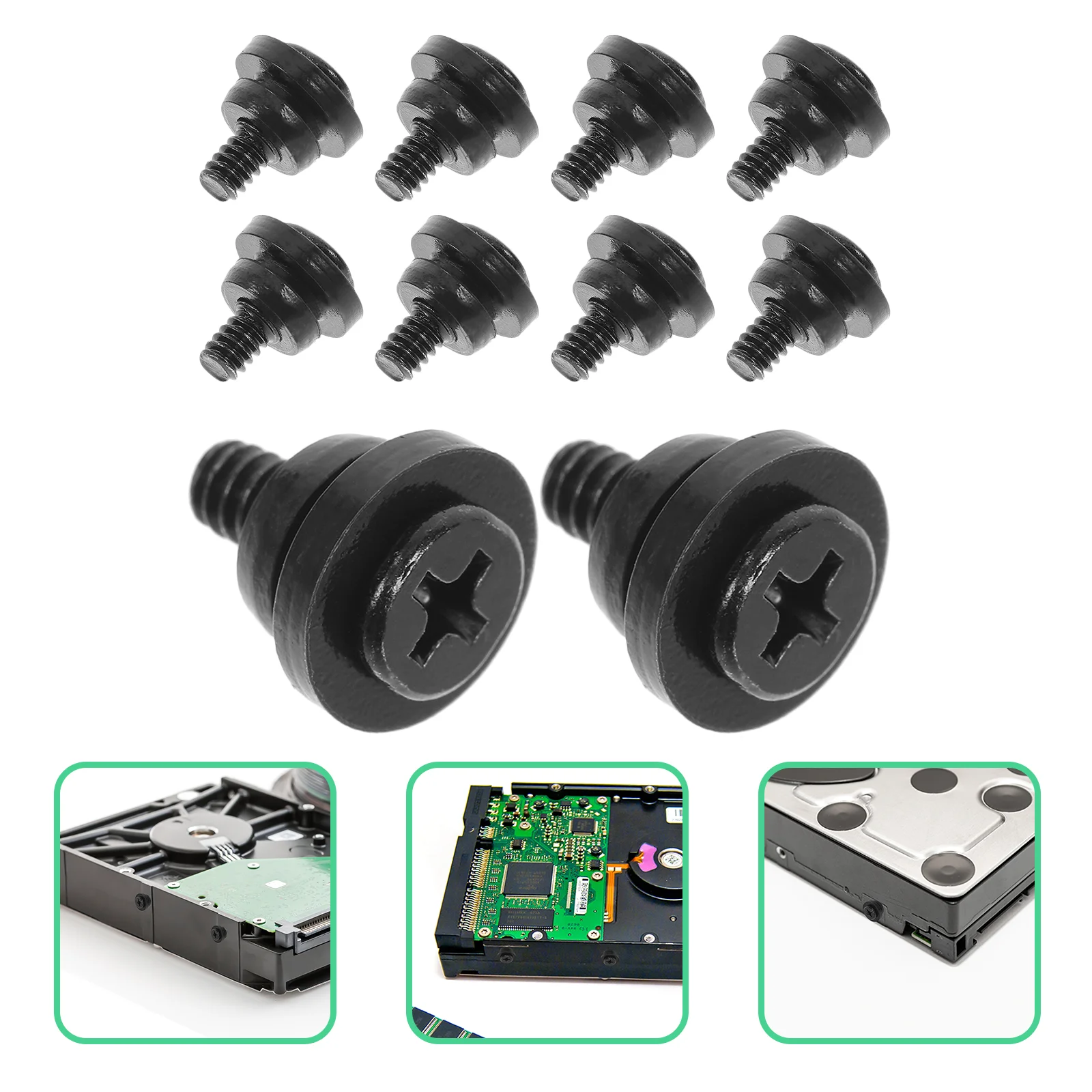 10 Pcs License Plate Screws Hard Disk Damping Computer Fan Drive Shock Absorption