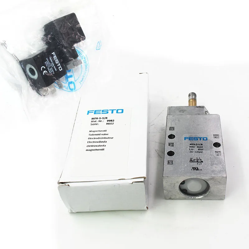 Festo MFH-5-1/8 Solenoid Valve with coil,5/2 monostable mec spr,2-10 bar,750L/min,G 1/8