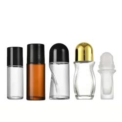 1x 3x 10x Amber / Clear / Frosted Glass Roller Bottles 30ml/1oz 50ml Extra Large Roll On Perfume Oil Bottle Underarm