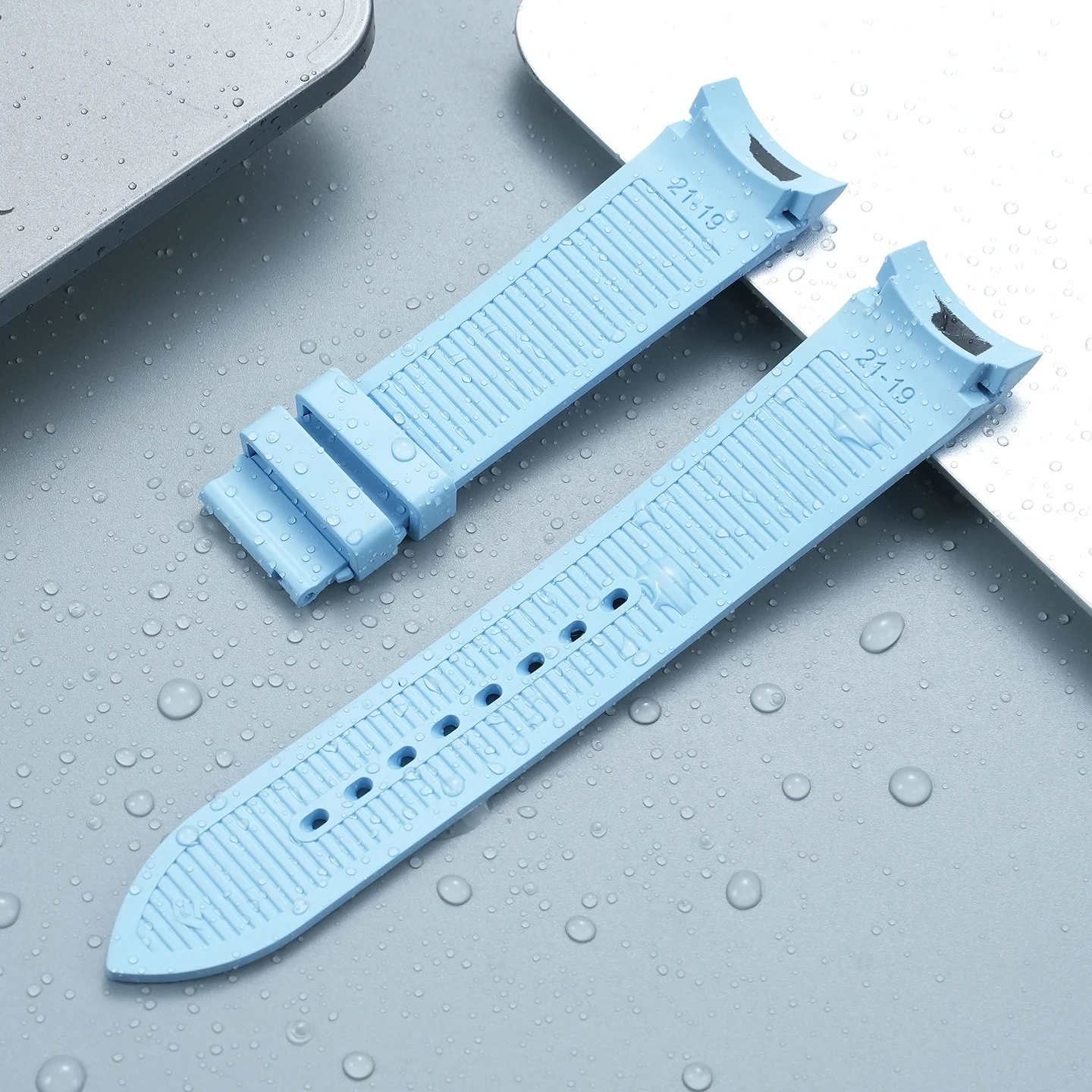 For the Piaget POLO Five-Hand Collection: Special Curved FMK Strap G0A48024/41006/43002 Outdoor Fluororubber Strap 21mm x 19mm