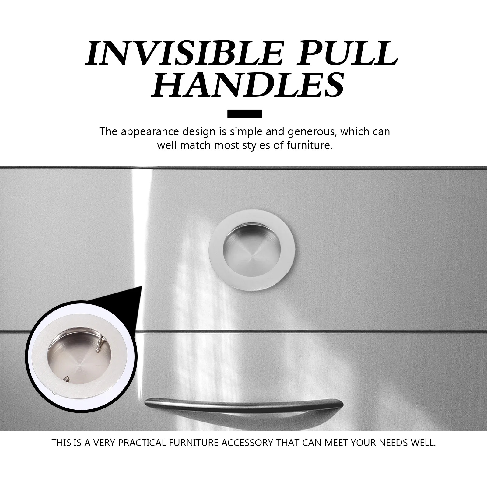 

5Pcs Embedded Handle Stainless Steel Invisible Pull Handle for Wardrobe Durable Simple Installation Flush Door Handles