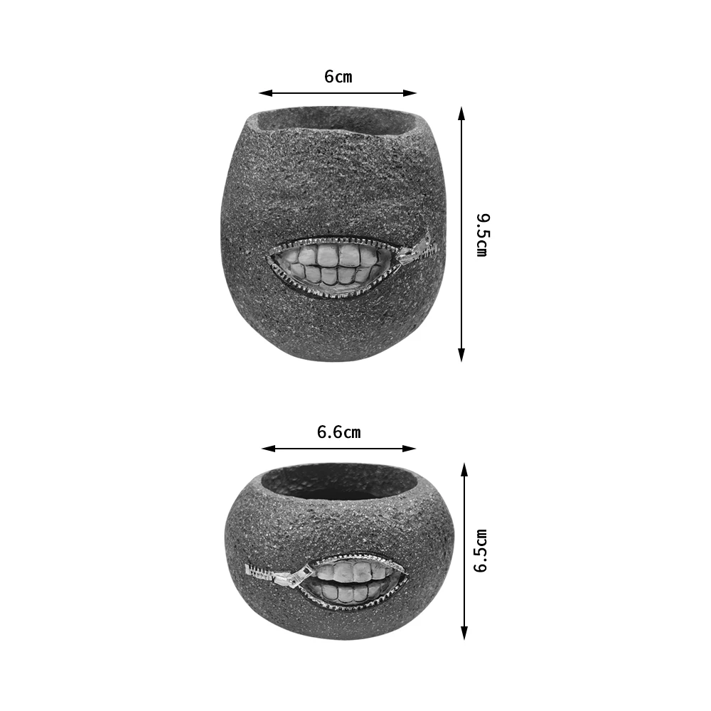2 قطعة/المجموعة مضحك الأسنان زارع وعاء صغير عصاري وعاء النبات ديكور المنزل الزهرية عيادة الأسنان القلم فرش حامل هدية للأطفال