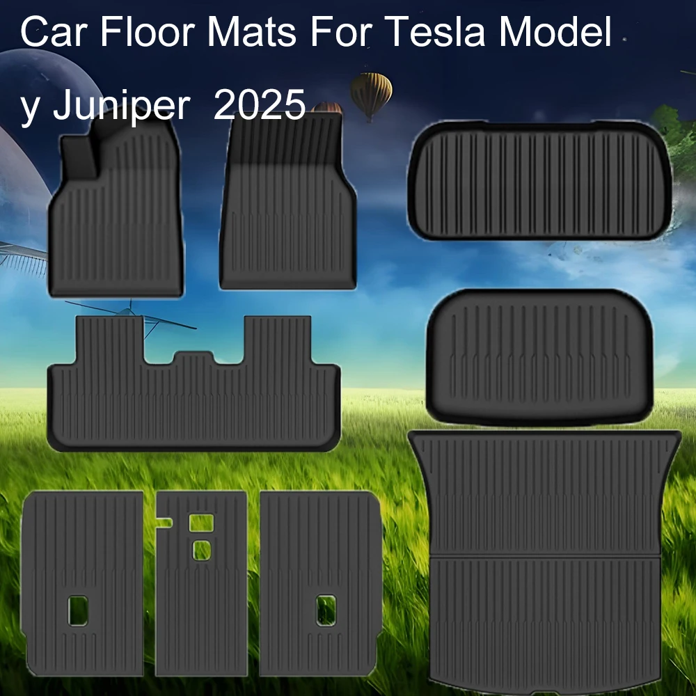 Set di Tappetini per Model Y 2025 Juniper in TPE per Tutte le Condizioni Atmosferiche, Design a 3 Strati, Antiscivolo e Impermeabile, per Model Y Juniper, NON Adatto alla Versione Standard