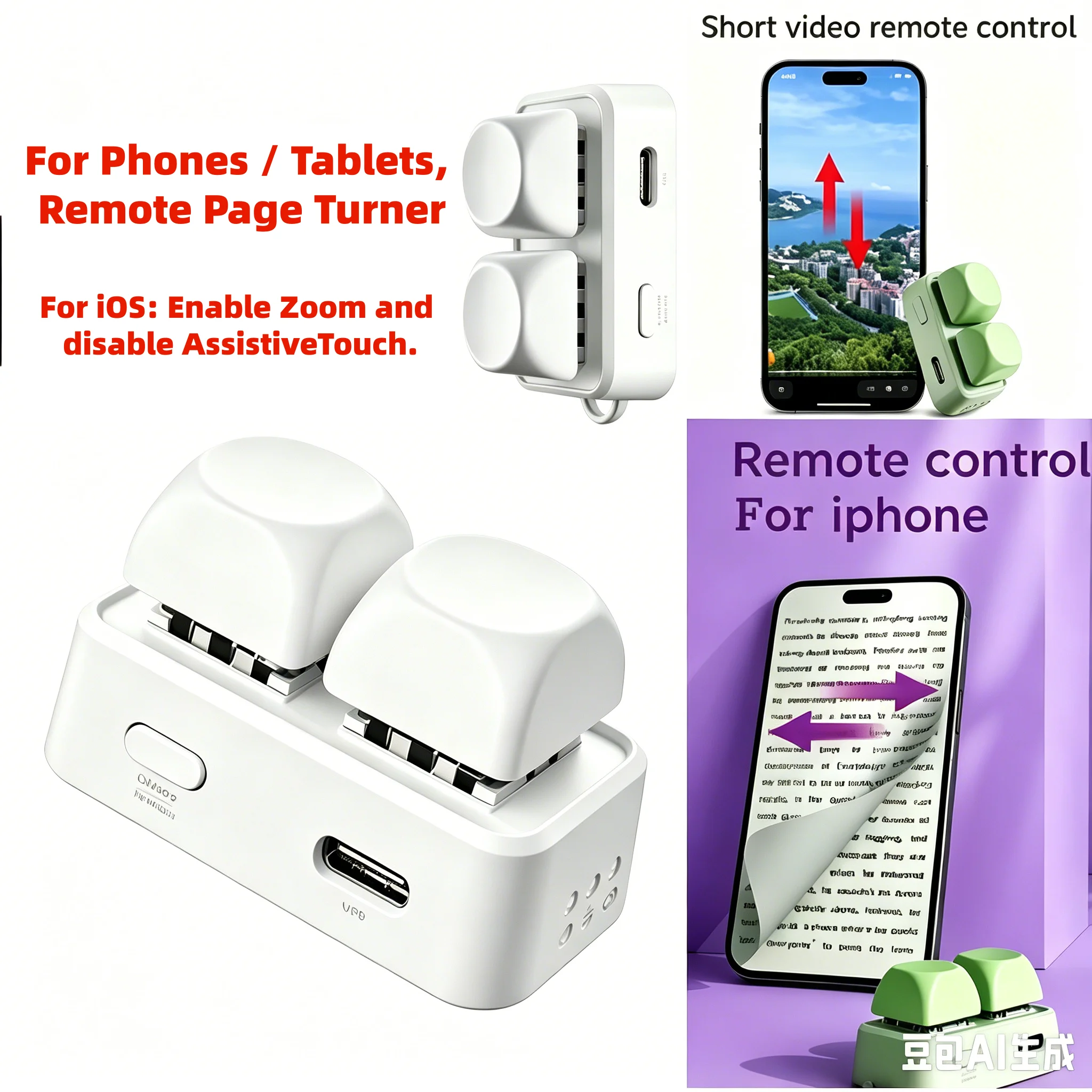 2026 New Lightweight Wireless Bluetooth Remote Control Keyboard Dual‑Button Page Turner, Special Version for Kobo & PC