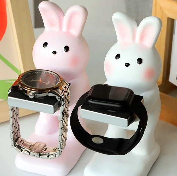 

Cartoon Rabbit IWatch Charging Stand White Rabbit Smartwatch Magnetic Desktop Accessory Wireless Charging Stand