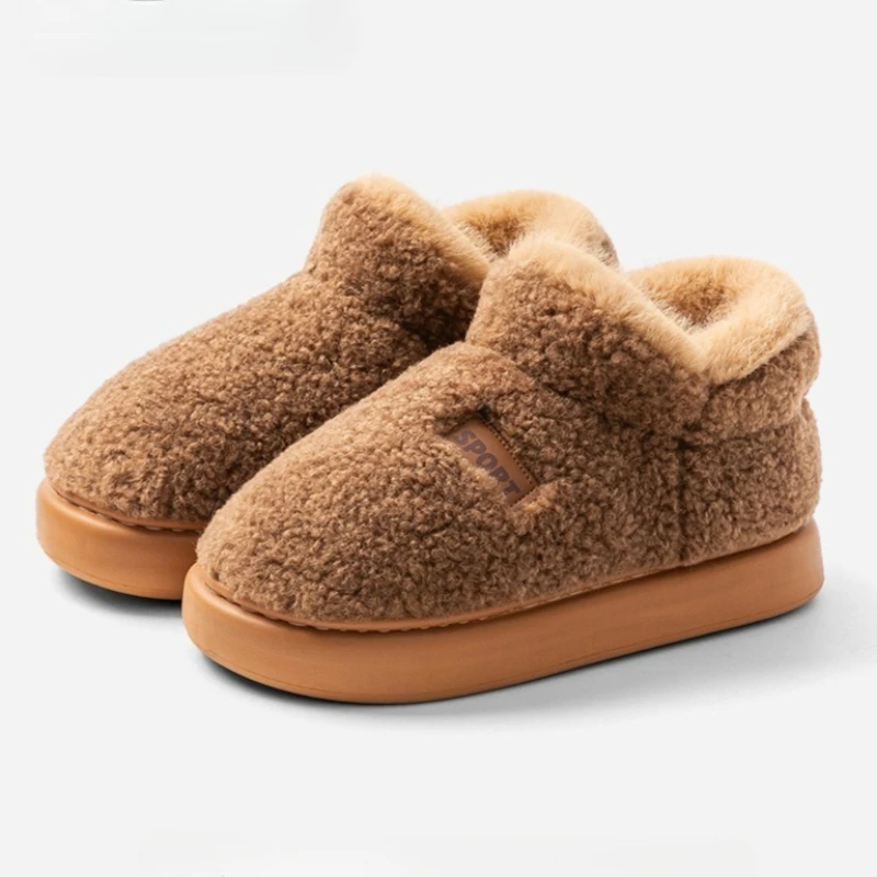 New Men Winter Warm Plush Shoes Couples Indoor Fluffy Slippers Soft Sole Anti-slip Father Mother Home Garden Cotton Footwear